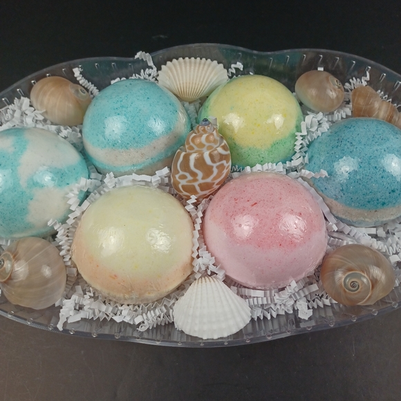 Handmade 6 Luxury Bathbombs Gift Basket Bath Set Bahama Tropical - Picture 4 of 6